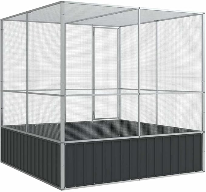 Outdoor Aviary Bird Cage, Galvanized Steel Outside Ample Activity Space Birdcage, 83.1"x81.5"x83.5", -260