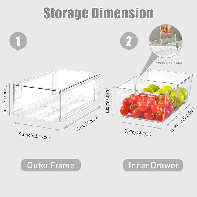 8Pack Clear Stackable Kitchen Storage Organizer, Pantry Organizers and Storage