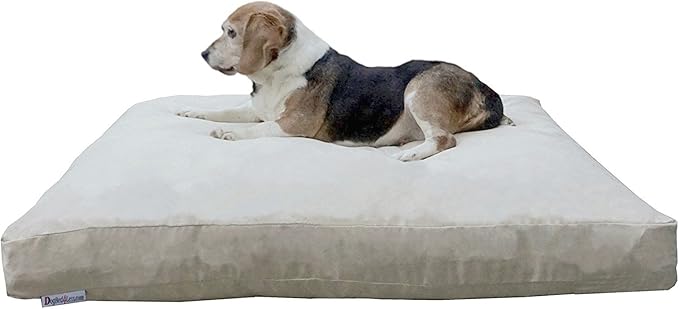 Dogbed4less XL Memory Foam Dog Bed for Medium Large Dogs with Orthopedic Comfort, Waterproof Liner and Khaki Washable Pet Bed Cover 47X29 Pillow