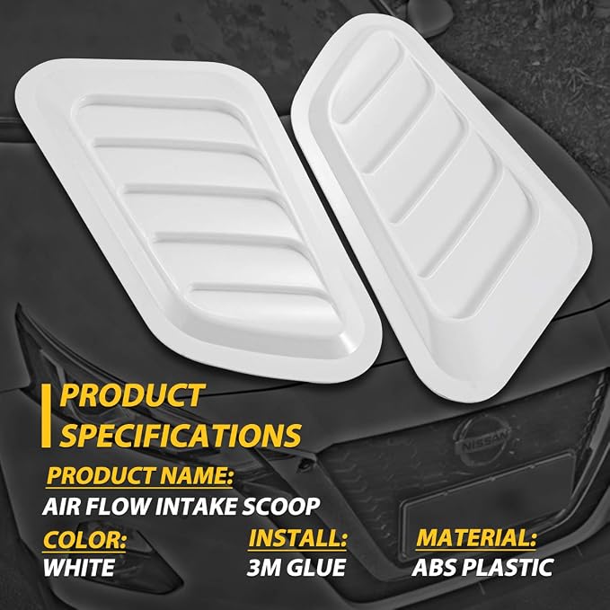 KaTur 1 Pair Universal Car ABS Decorative Air Flow Intake Scoop Turbo Bonnet