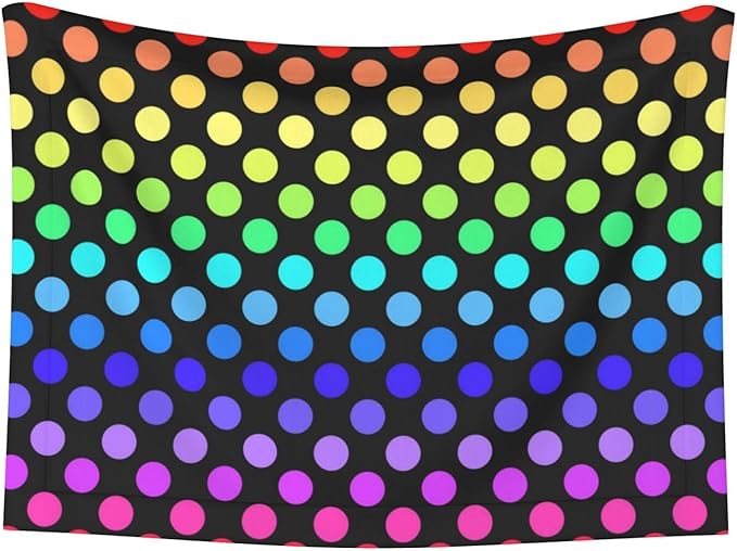 Pet Blanket for Indoor Outdoor Use, Colorful Rainbow Polka Dots, Two Sided Reversible Plush Mat with Bumpy Dot Texture for Patios Crates Portable Bed Companion