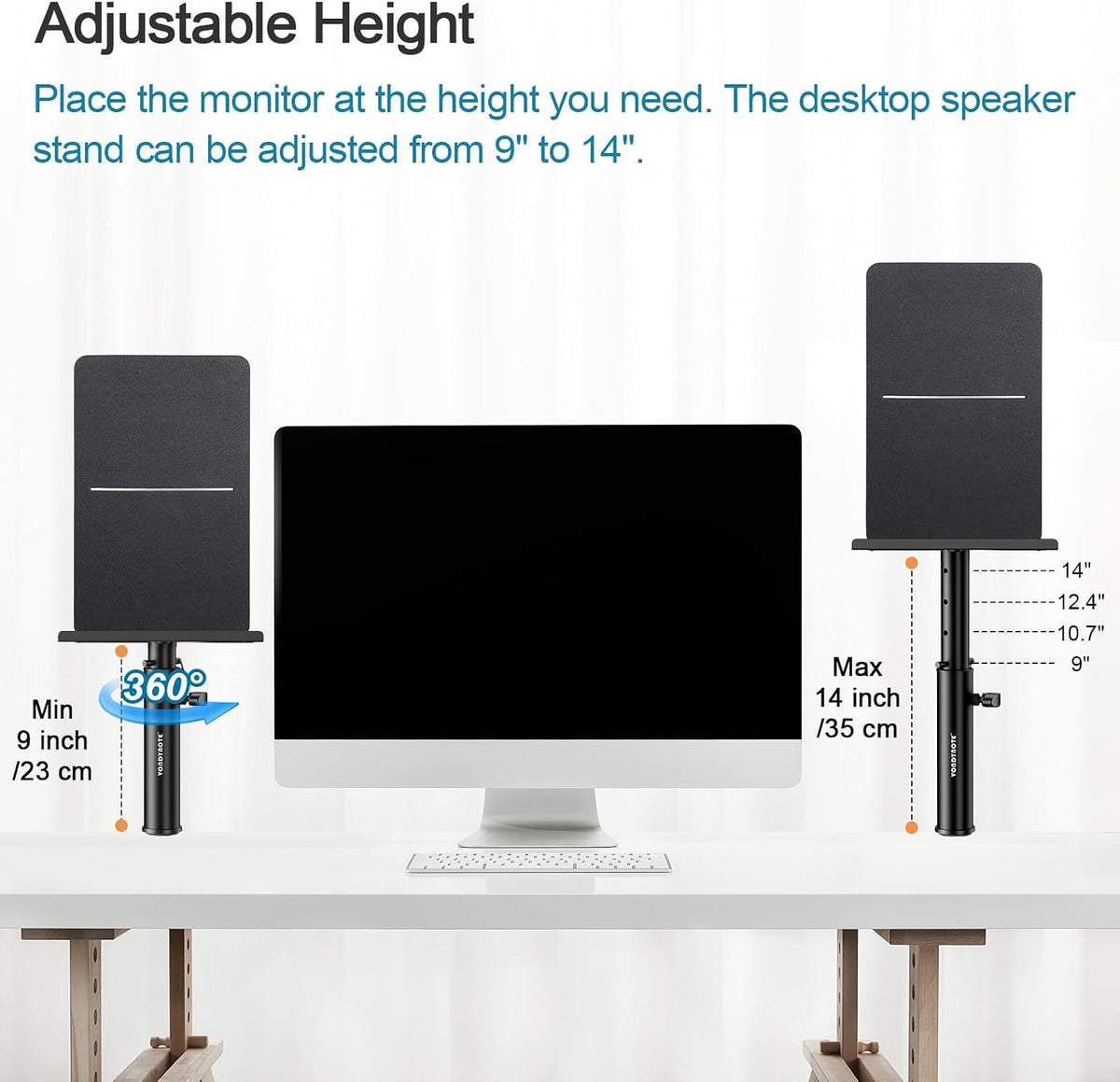 Vondynote Studio Monitor Stands Clamp Speaker Stands with Isolation Pads