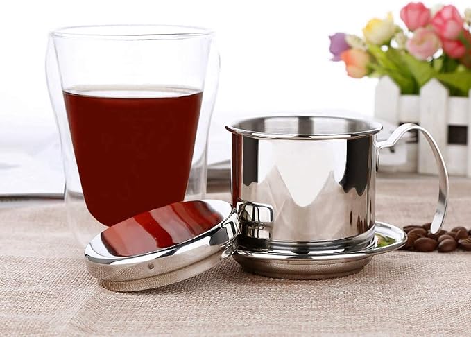 TOPINCN Vietnamese Coffee Drip Filter, Stainless Steel Pour Over Coffee Maker