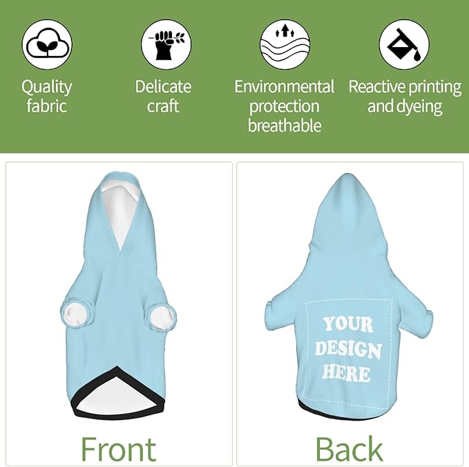 Personalized Dog Hoodie, Custom Dog Costumes for Small Dogs, Holiday Happy Dog Clothes Football Pet Shirt Sweater with Name Number for Girl/Boy Cats/Kitten, LightBlue, XL