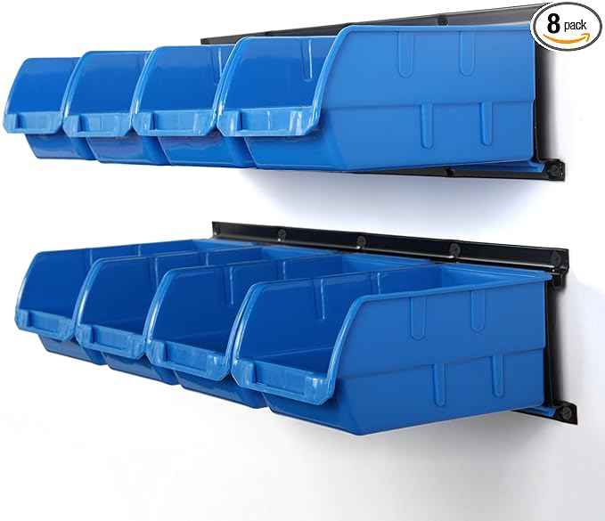 Wallmaster 8-Bin Storage Bins Garage Rack System 2-Tier Orange Tool Organizers