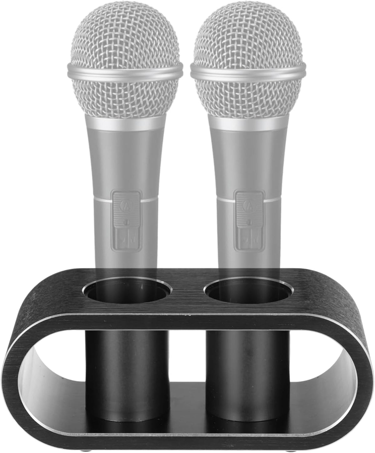 yeesport Metal Desktop Microphone Storage Holder, Aluminum Alloy Microphone Stand, Fashionable Tabletop Mic Organizer for Desk, Mic Mount for Karaoke, Nightclubs, Homes, Holds Two Microphones