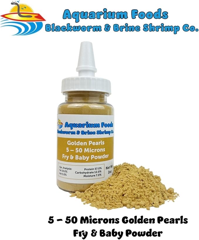 Aquatic Foods Inc. Golden Pearls 5-50 Microns for Tropical Fish Fry and Babies, Corals, Anemones, Reef Tanks…2oz Squeeze Bottle