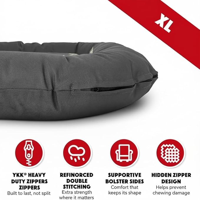 The Dog’s Bed Waterproof Dog Bed for XL Dogs, Grey – Durable Washable Dog Bed for Indoor & Outdoor Use, Tough Oxford Fabric, Removable Cover, Crate Kennel Car Travel Bed