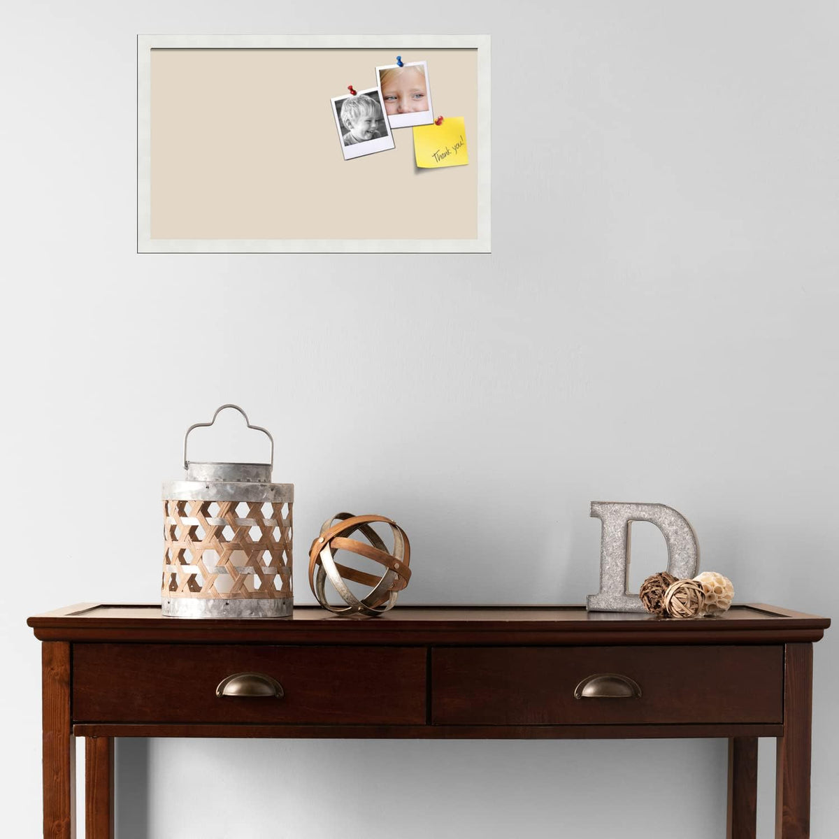 PinPix 24x14 inch Cork Bulletin Board. This Decorative Framed Pin Board Comes with Desert Pastel Design and Satin White Frame. Ideal for Home, Office Decor or School (PinPix-1815)
