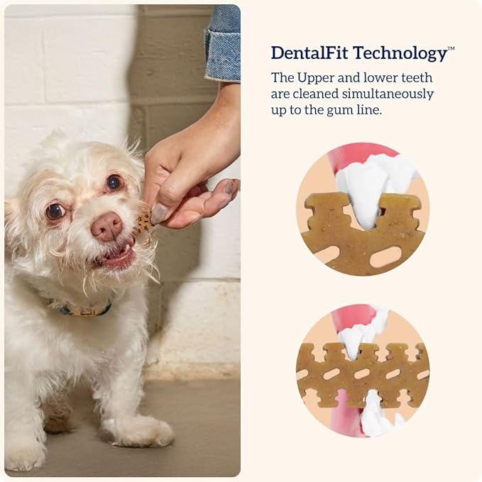 Groovies Flexible Dog Dental Chews with Patented DentalFit Technology to Help Support Tartar Control & Fresh Breath, Medium Dog Chews for 15-25 lb Dogs, USA Manufactured Oral Care, 10 Chews