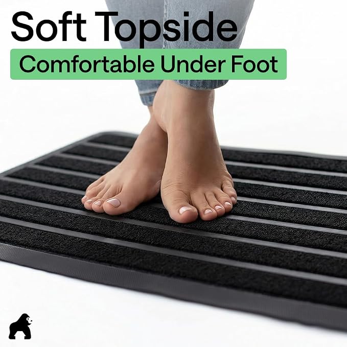 GORILLA GRIP 100% Waterproof All-Season WeatherMAX Doormat US Designed Natural