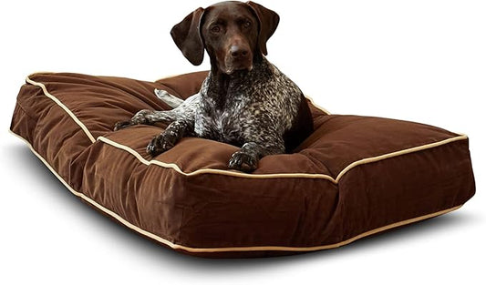 South Pine Porch Buddy Reversible Rectangle Pillow Style Microfiber Dog Bed with Removable, Machine-Washable Cover, Cocoa, Medium (42 in. x 30 in.)