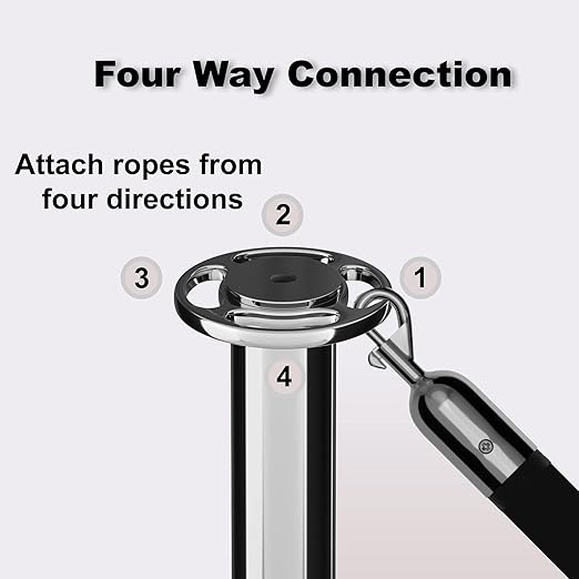 Montour Line Cline Post and Rope Stanchion, Sloped Base, (Polished Stainless Steel Post, Flat Top)