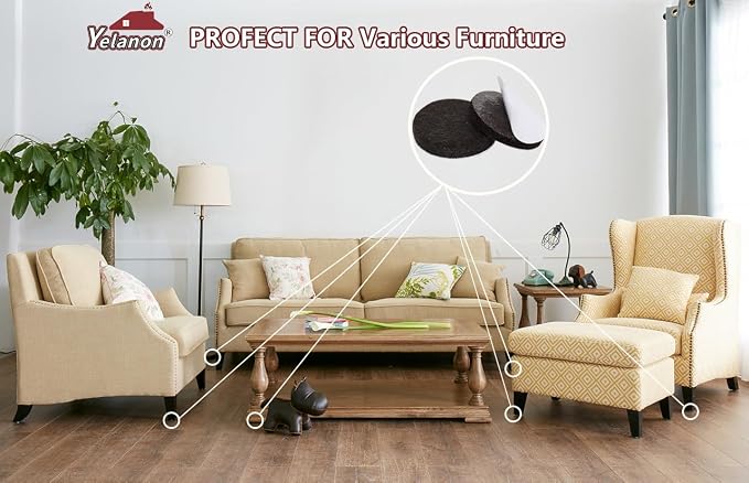 Yelanon Felt Furniture Pads -182 Pcs Premium Felt Pads
