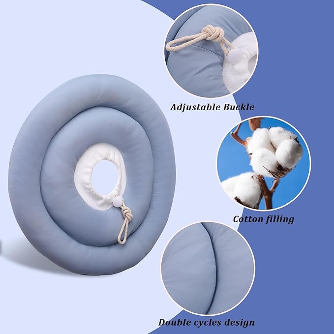 IDOMIK Dog Recovery Collar, Waterproof Soft Dog Cone After Surgery, Comfy Protective Elizabethan Collar Alternative for Dogs Cats, Adjustable Pet Neck Donut Cone Anti-Licking Biting Wounds,Blue,S