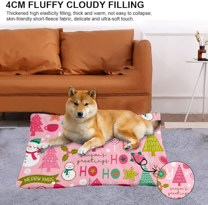 Cute Cloud Coral Pink Dog Bed Furniture Dog Crate Mat Washable Crate Pad Medium Bed for Washable Non-Slip Beds Beds for Small Dogs Mat Medium Size Indoor Outdoor 36X24 Inch