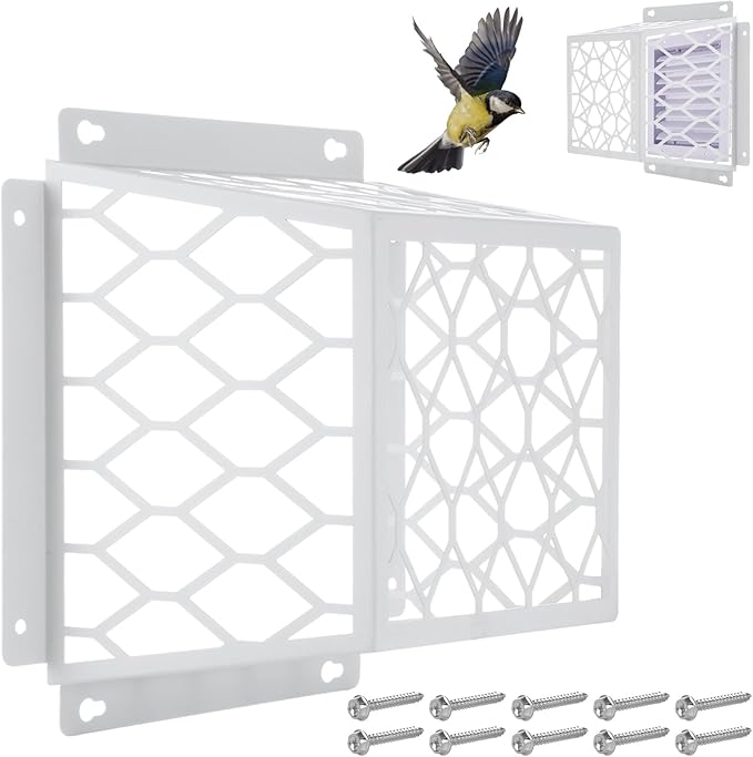 Acrux7 Dryer Vent Bird Guard, 7"x7"x5" Rust Proof Steel Outdoor Dryer Vent Cage for 3" to 4" Vents Cover Bathroom Exhaust Fan Ventilation Cover (White)