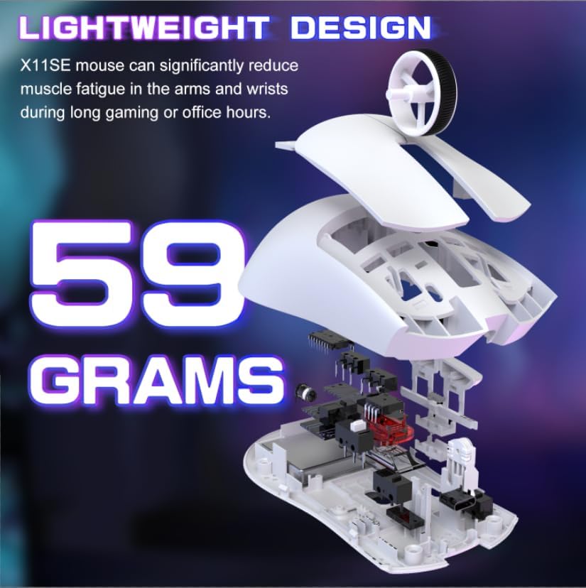 ATTACK SHARK X11 SE Ultra-Light Wireless Gaming Mouse, White
