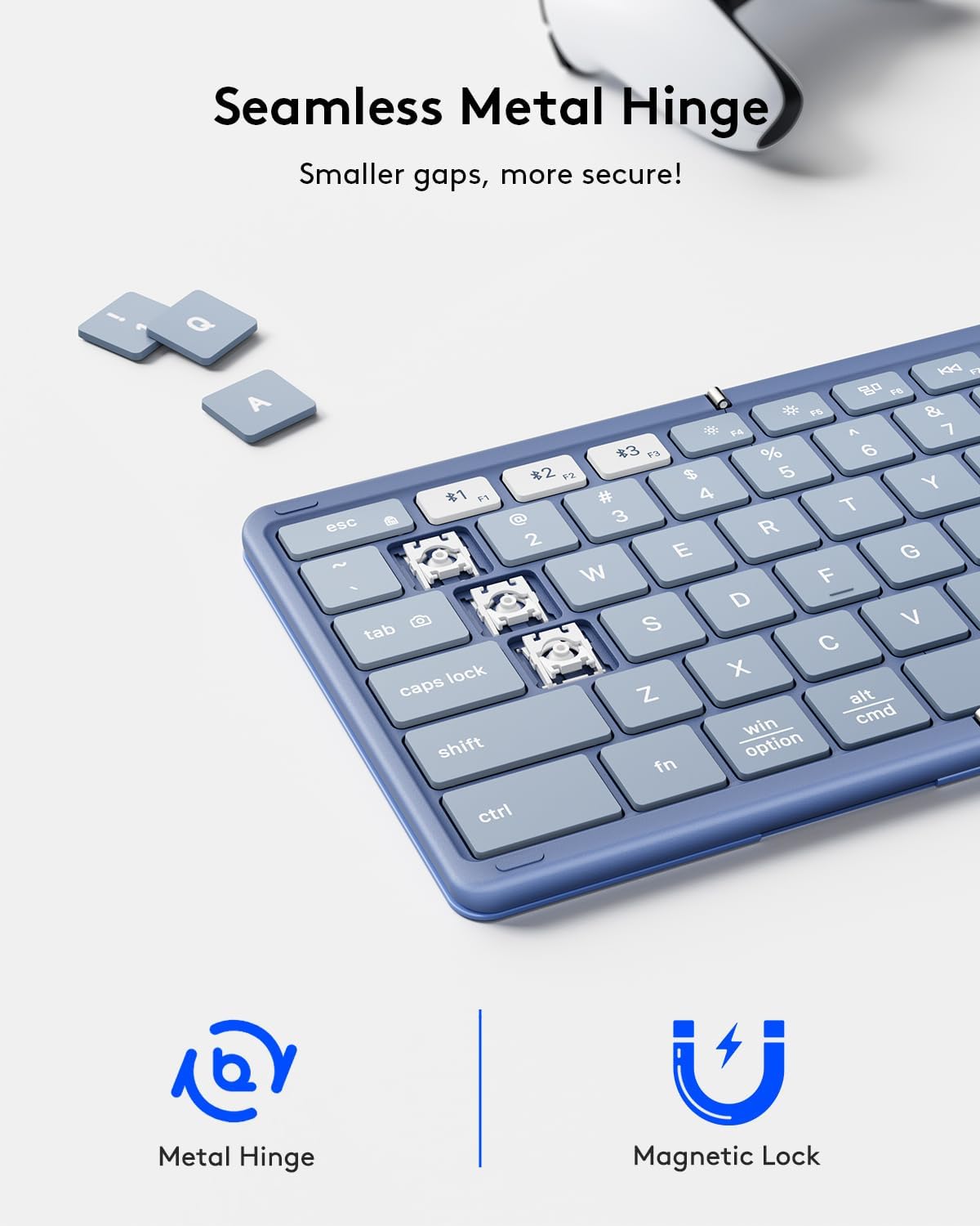 Samsers Full-Size Foldable Bluetooth Keyboard with Large Touchpad, Blue