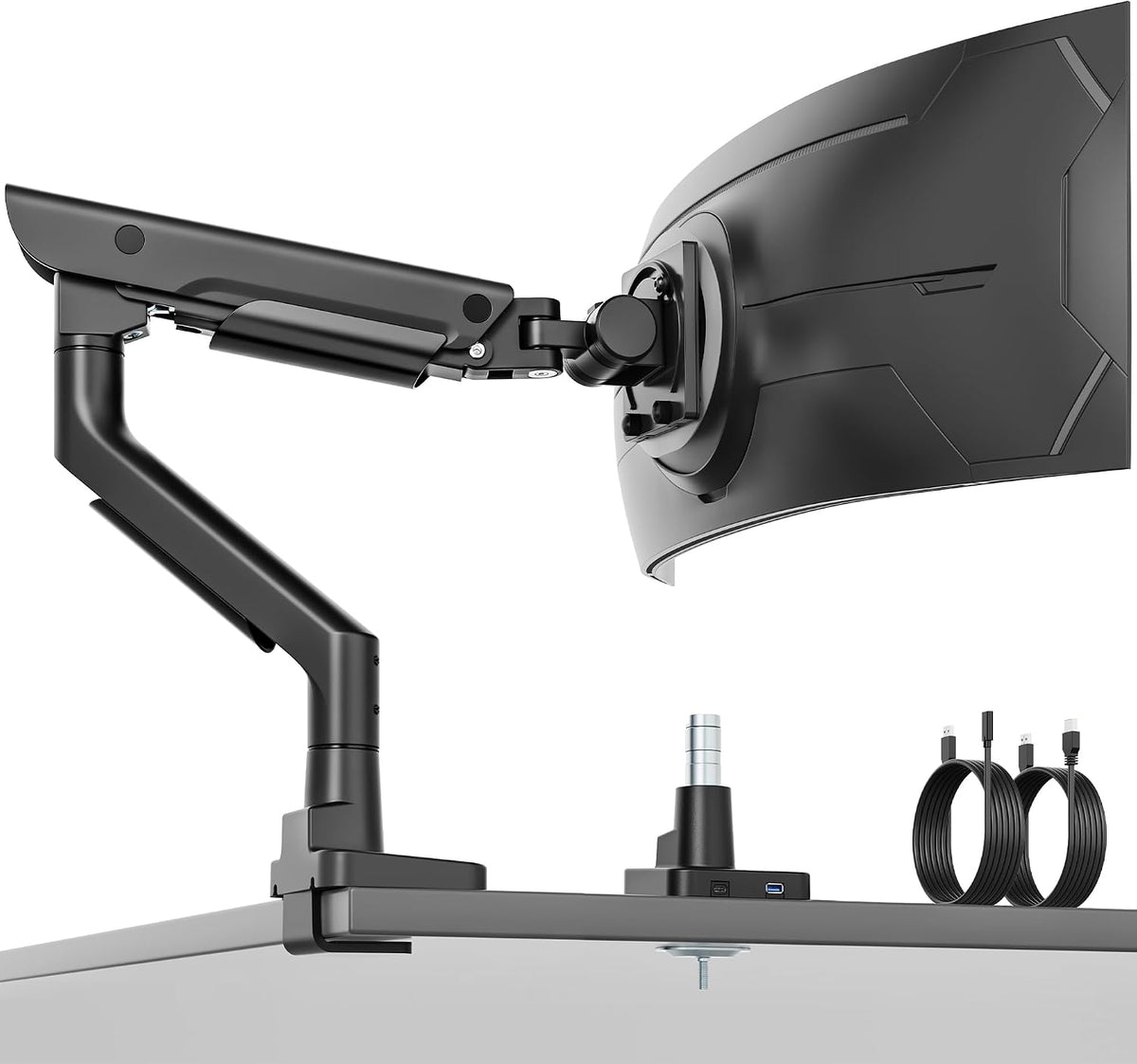 monTEK USB Monitor Arm for 17-57" Ultrawide, 59.4 lbs, Black