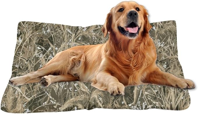 Dry Grass Camouflage Dog Bed Crate Pad Mat Large Crate Pad Puppy Bed for Washable Non-Slip for Fluffy Dog Beds Medium Dogs Mattress Pillows Large Dogs Indoor Outdoor 24X18 Inch