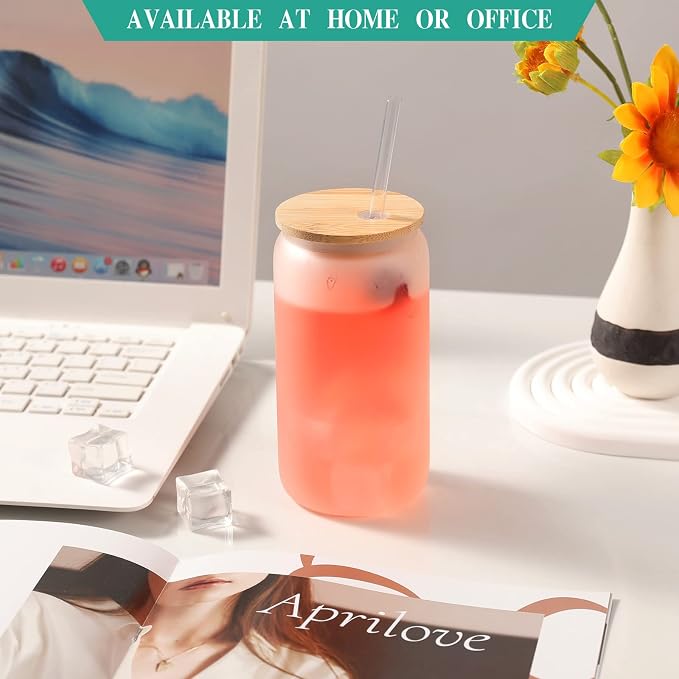 WHEATHUSK 20 Pack Sublimation Glass Cups Frosted 16oz Blanks Sublimation