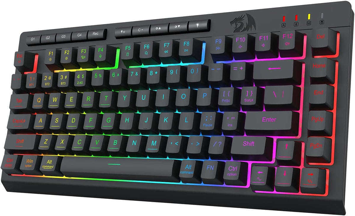 Redragon Wireless Gaming Keyboard, RGB Backlit, Portable 75% Design, Black