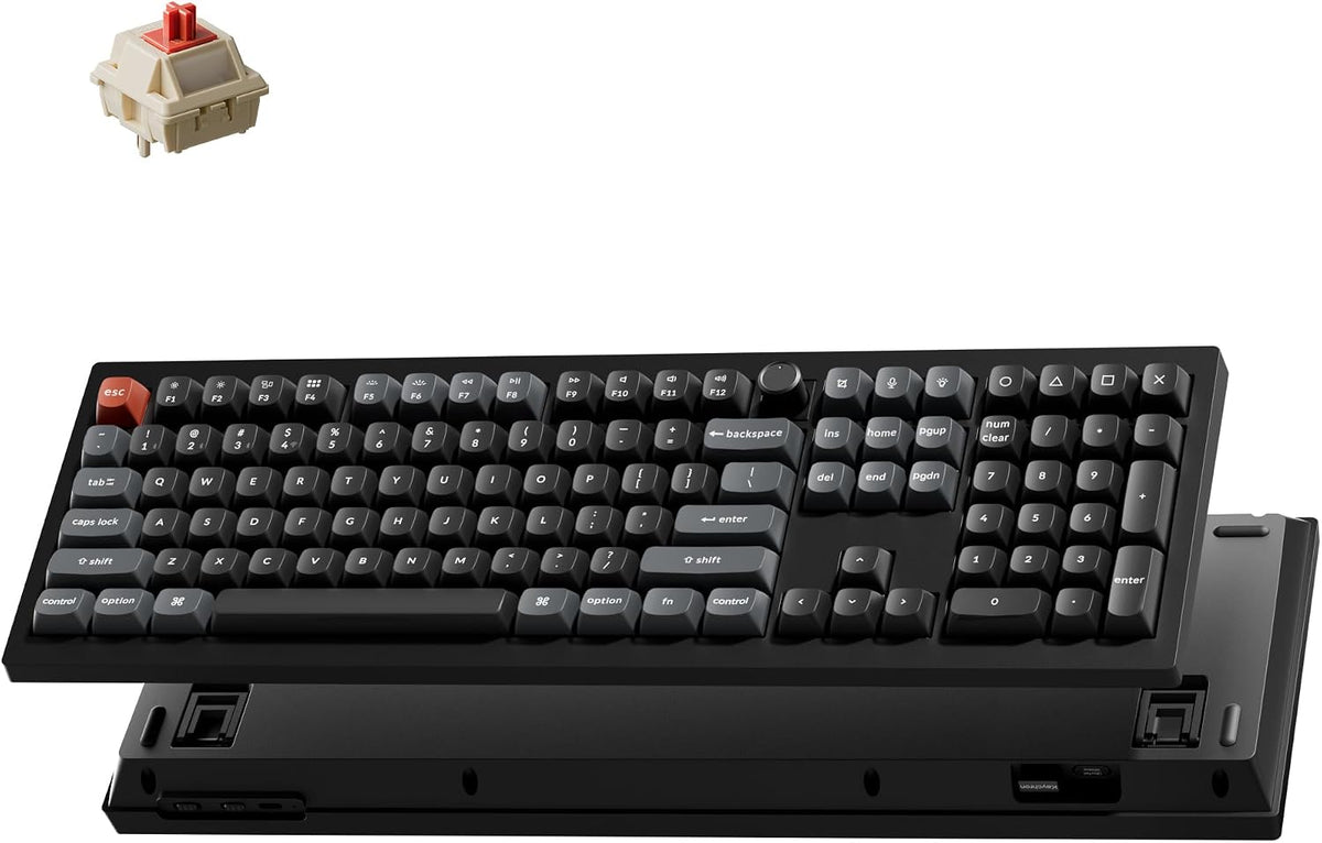 Keychron V6 Ultra 8K Wireless Mechanical Keyboard, 8000Hz Polling Rate Tri-Mode (2.4G/BT/Wired) Full Size Gaming & Office Keyboard, Hot-swappable Red Switches, ZMK/Web Launcher, for Mac/Win/Linux