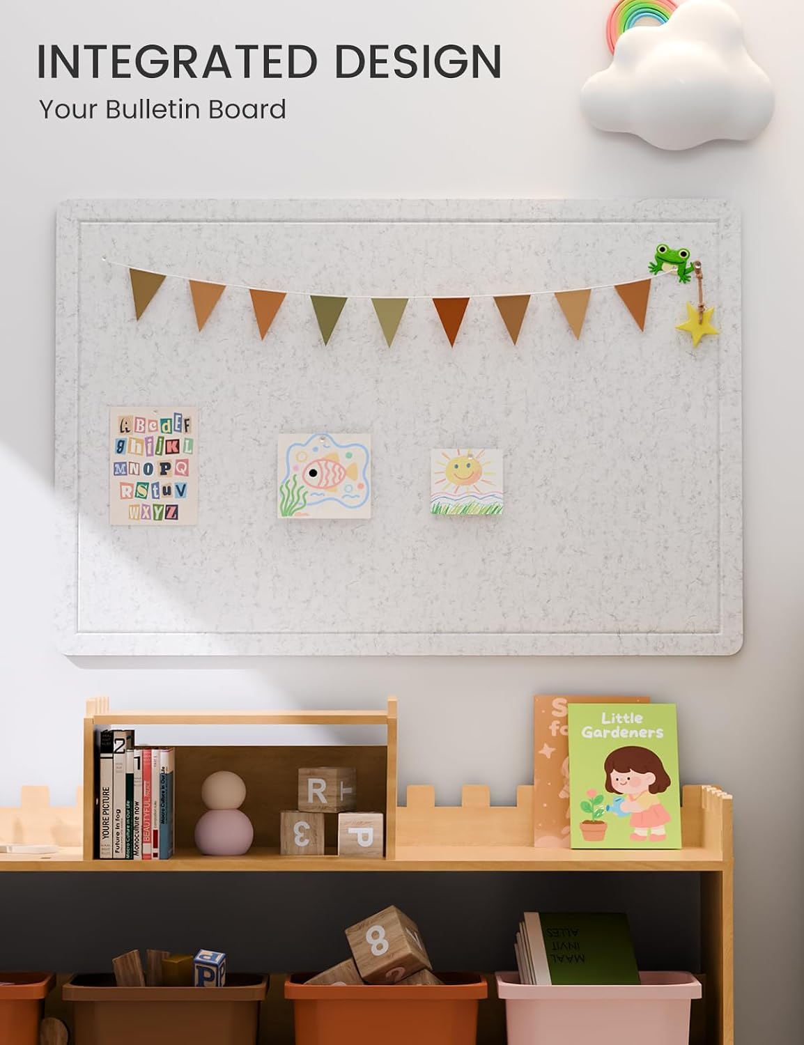 Fluxynara Felt Bulletin Board,35.4"x23.6",Minimalist Gray
