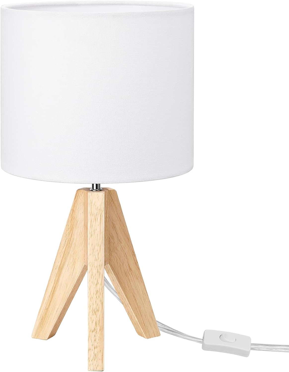 EDISHINE Small Cute Table Lamp, Wood Tripod Nightstand Lamp, 14.2 Inch