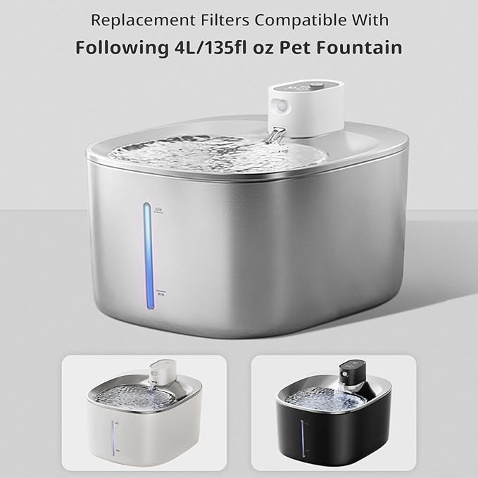 Cat Water Fountain Filter Pet Drinking Fountain Filter for 135 fl.oz/4L Wilreless Cat Water Fountain-6 Set Replacement Filters with Sponges