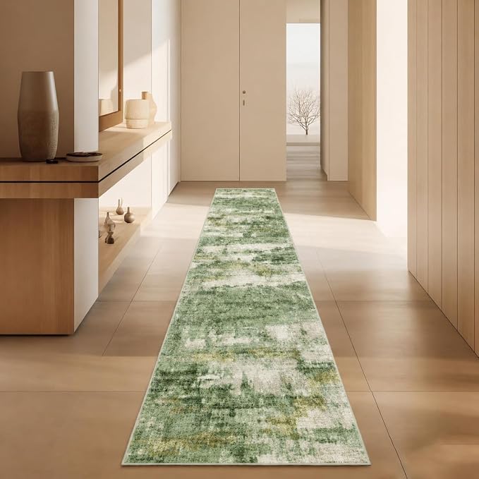 2x10 Runner Rug Non-Slip，Modern Abstract 10ft Washable Runner Rugs