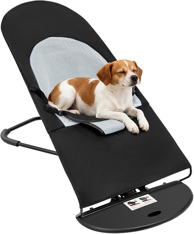 Pet Rocking Chair for Dog, Pet Rocker with 33Lbs Capacity, 3 Height Adjustable Puppy Folding Rocker with Breathable Mesh Fabric, for Small & Medium-Sized Dogs, Cats