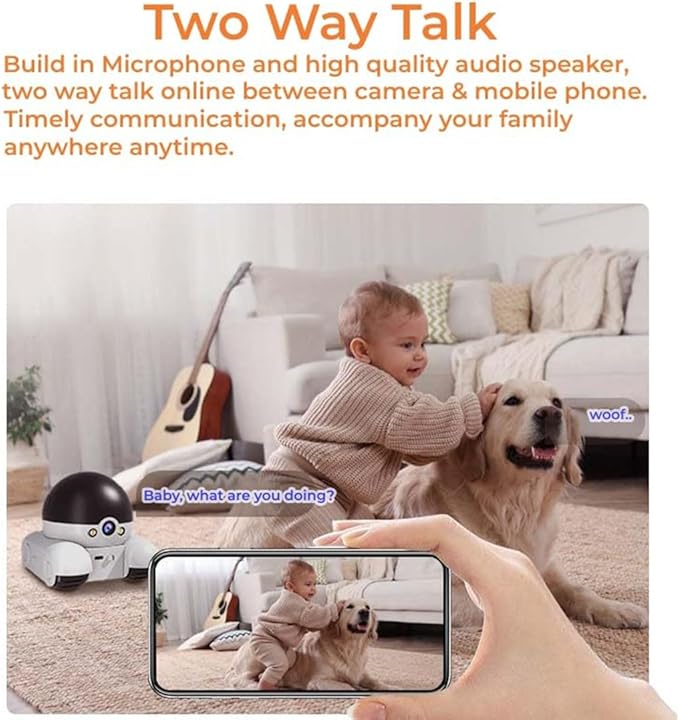 Pet Cameras Indoor with Phone App, 1080p Dual Lens, P 360°/T 90° Rotation Monitoring, 2-Way Talk, Night Vision, Motion Detection, Video Recording (4G, 128GB)