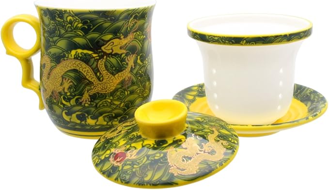 Porcelain Tea Cup with Infuser Lid and Saucer Sets