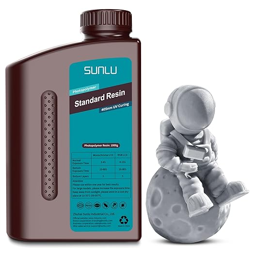 SUNLU 3D Printer Resin, 1kg Fast Curing Standard 3D Resin