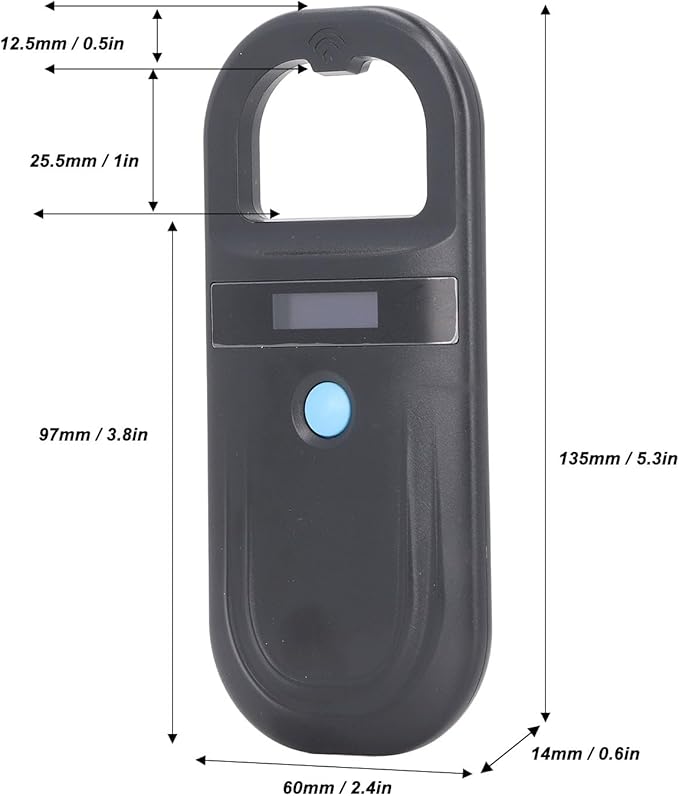 FILFEEL Pet Microchip Scanner, Handheld Animal ID Reader with USB Rechargeable 800mAh Battery and OLED Display, for Dog Cat Pig ISO11784 85 FDX B EMID