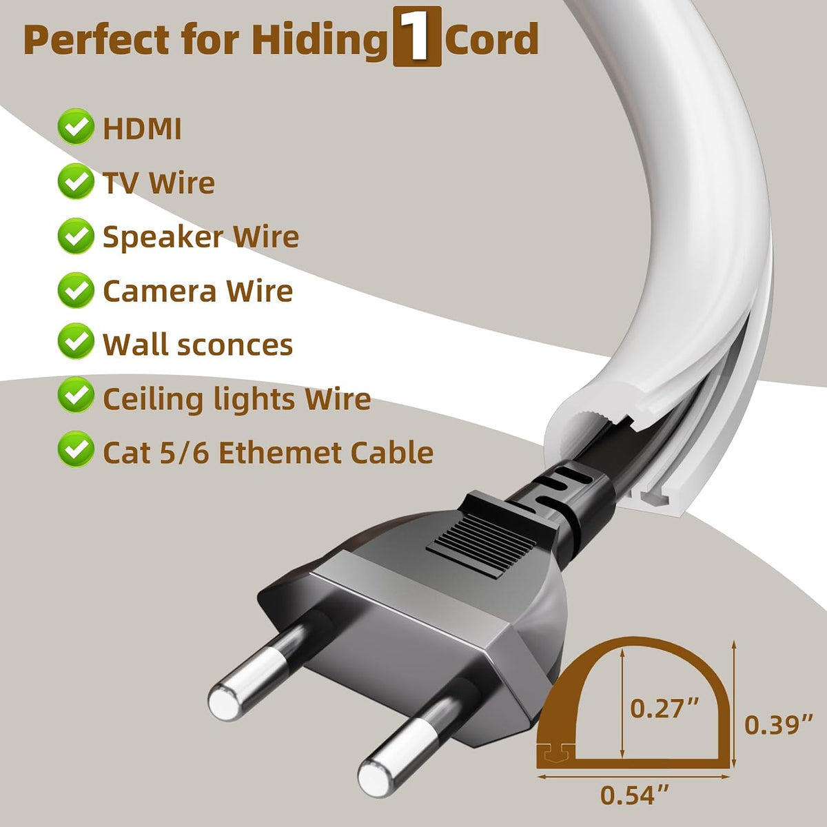 196”Silicone Cord Hider for Wall Mounted TV,Flexible Cord Cover for 1 Wire
