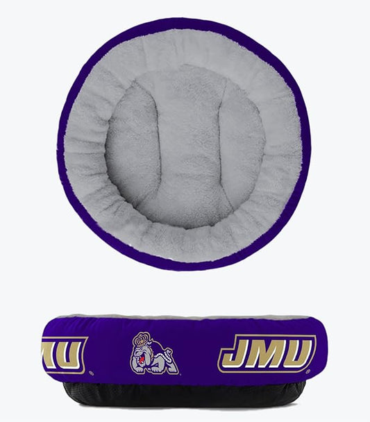 ShopInstaPets James Madison Dukes Officially Licensed Plush Donut Pet Bed – Cozy, Machine Washable, Perfect for Pets (Extra Large)