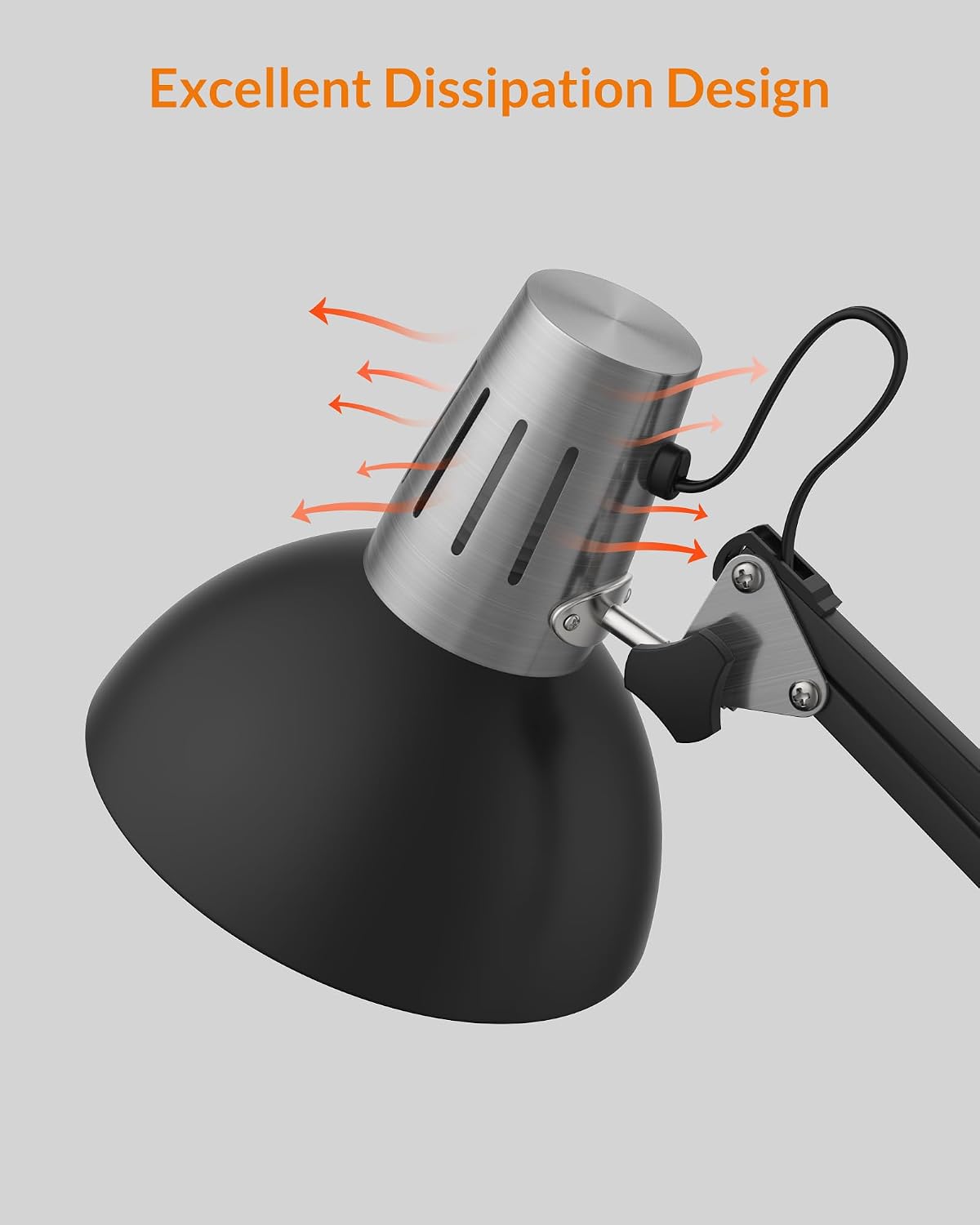 LEPOWER Metal Adjustable Desk Lamp with Clamp, Swing Arm for Home Office