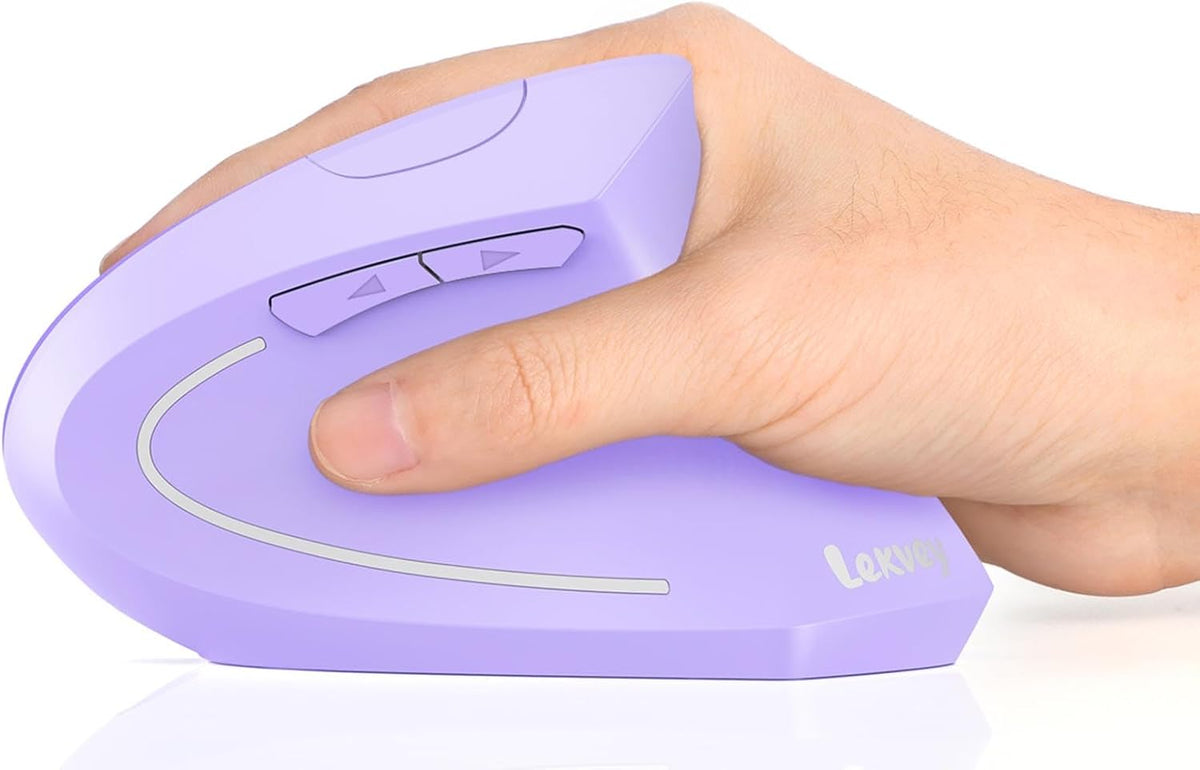 Lekvey Ergonomic Mouse, Rechargeable Wireless Vertical Mouse, Light Purple