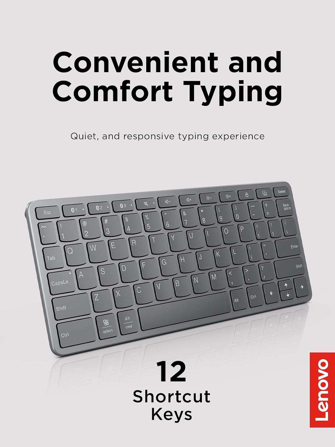 Lenovo Multi-Device Wireless Bluetooth Keyboard, Iron Grey