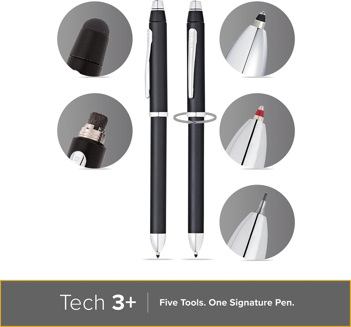Cross Tech3+ Satin Black Multifunction Pen, Black Ink, Corporate Gift