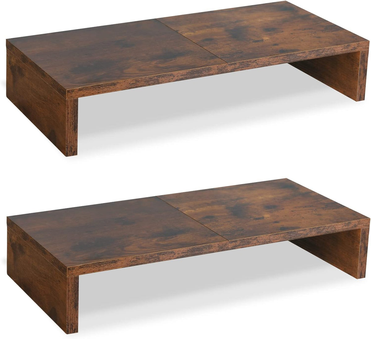 TEAMIX 2-Pack Monitor Stand Riser 20 inch, Wooden Tabletop Shelf, Brown