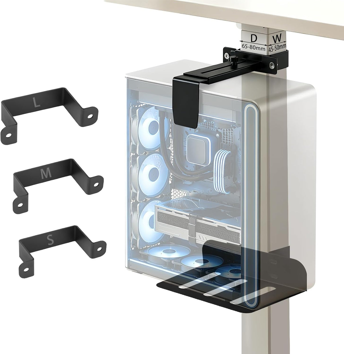 Under Desk PC Mount, Clamp-on Computer Tower Case Holder, 50Lbs Loads
