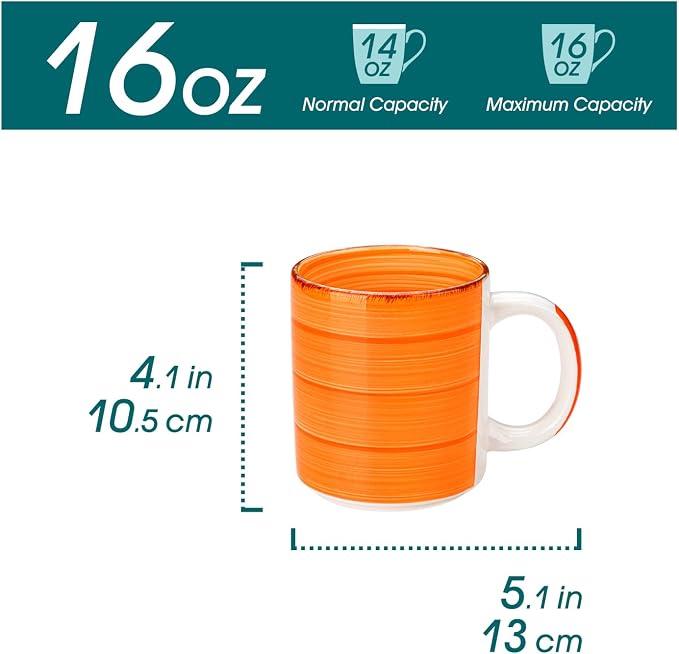 vancasso Bonita Ceramic Coffee Mug Set of 6, 16 Oz Coffee Cups