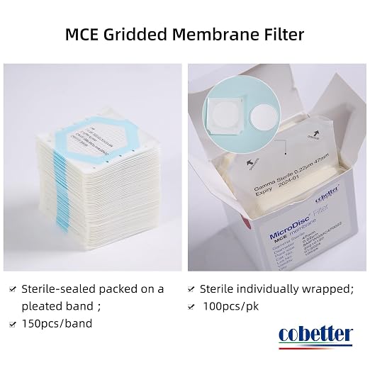 100Pack MCE Gridded Membrane Filter 47mm 0.45μm Mixed Cellulose Esters Membrane