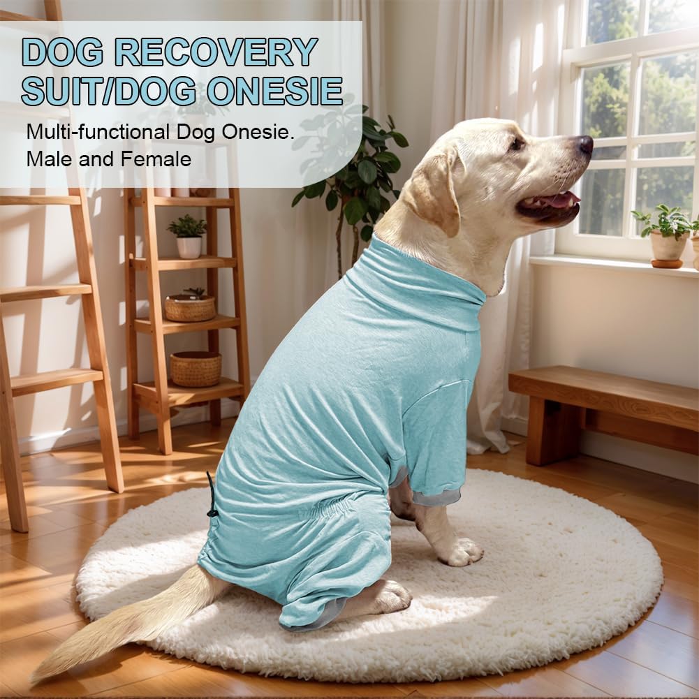 Dog Pyjamas PJS Sweater Clothes and Home Clothing Suitable for Medium to Large Breeds of Dogs, Dog Neutering Suits, Extra-Large Stretch Fabric, Four-Legged Clothes(Thin Blue, 2XL)