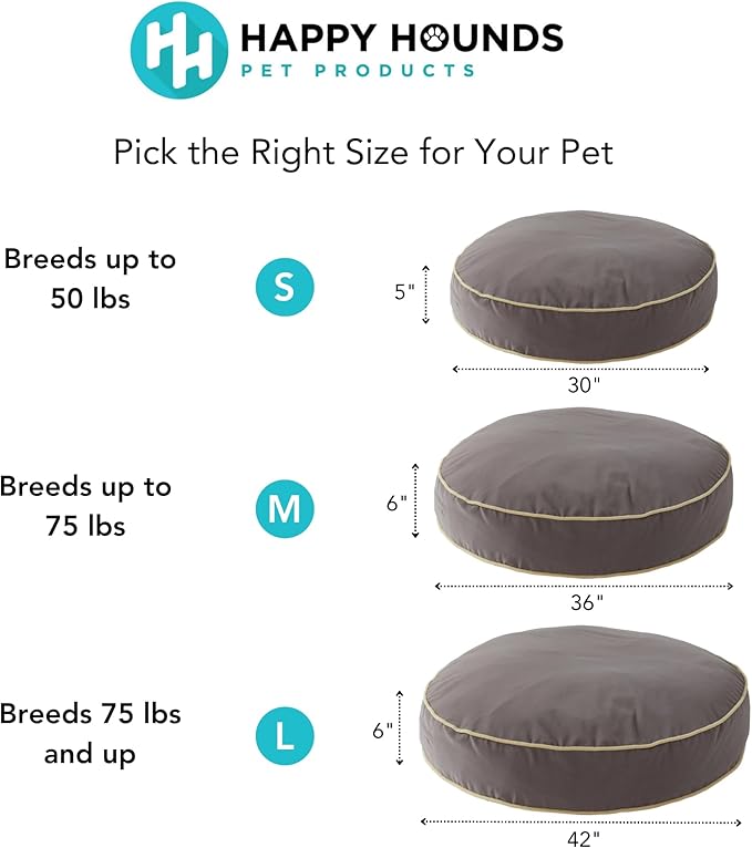 Happy Hounds Scout Round Reversible Pillow Dog Bed, Large (42" x 42"), Cobalt