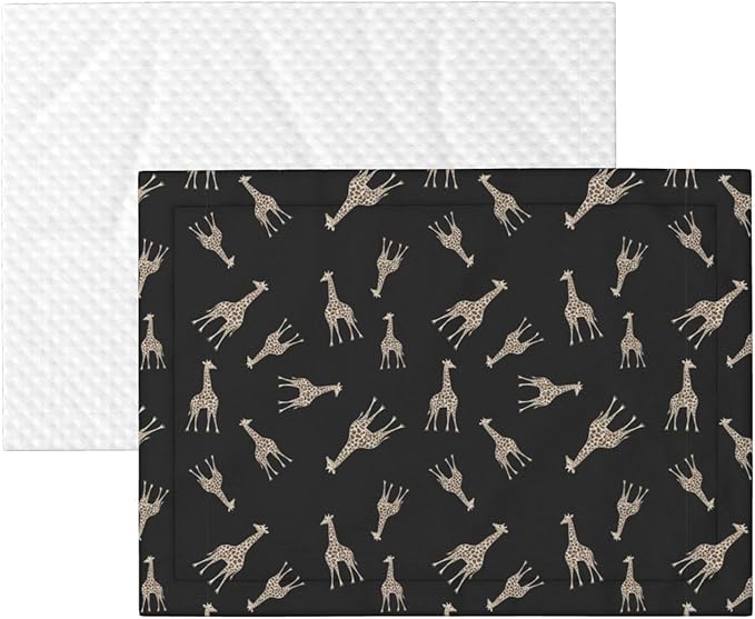 Two Sided Plush Pet Blanket for Crates Carriers Home Use, Giraffe Leopard Print On Black, Reversible Throw with Cozy Dot Fabric and Silky Reverse for Small Large Pets